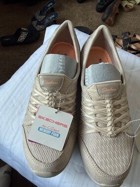 Skechers Champagne Slip-On Memory Foam Sneakers